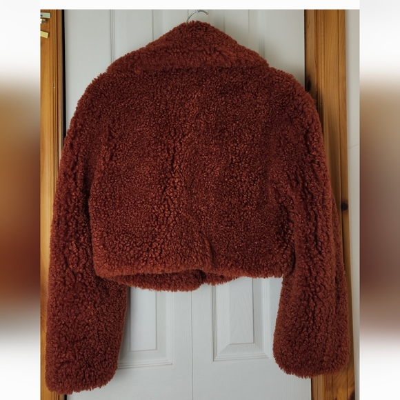 Ronny Kobo Helena Faux Fur Coat in Rust Women's Soft Crop Teddy Jacket Women's S - Picture 7 of 17